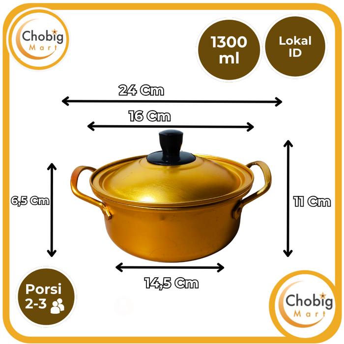 Gambar Panci Ramen Ramyun Korea Aluminium Emas GOLD 16 ~ 18 Cm Pot Bowl Mie - 16 x 6,5 cm dari Chobig Mart undefined Tokopedia
