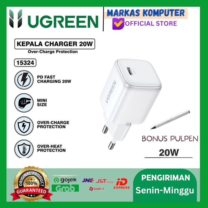 Gambar UGREEN Charger iPhone MFI 11 12 13 14 PD Type C Fast Charging 20w - ADPGAN-20WWHT dari MARKAS KOMPUTER STORE undefined Tokopedia