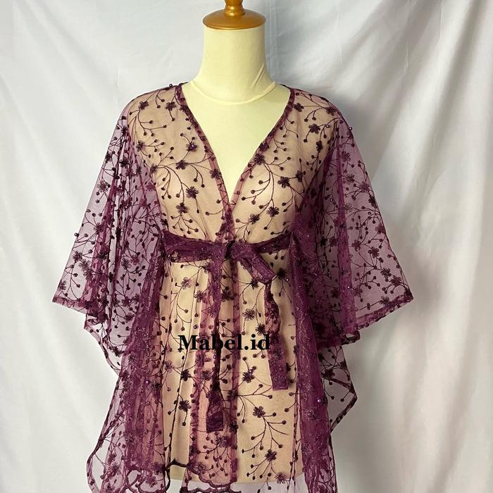 Gambar Outer Cape kebaya brukat - Dusty Pink-Tali dari Mabel.id undefined 3 Tokopedia