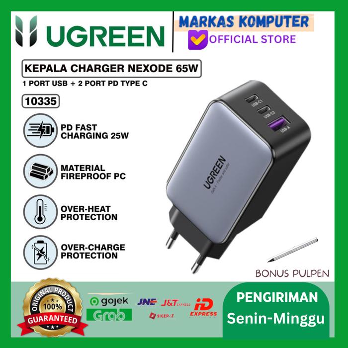 Gambar UGREEN Kepala Charger GAN iPhone Samsung FAST Charging 65w 100w 200w - ADPGAN-65W dari MARKAS KOMPUTER STORE undefined Tokopedia