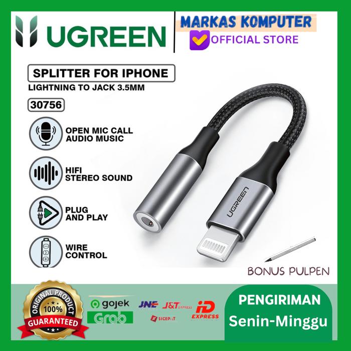 Gambar UGREEN Converter Splitter Lightning To Jack 3.5mm IPHONE 11,12 ,13 Pro - US211-GREY dari MARKAS KOMPUTER STORE undefined Tokopedia