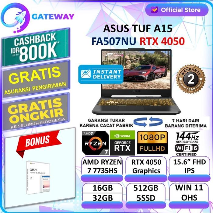 Gambar Asus TUF Gaming A15 FA507NU Ryzen 7-7735HS RTX4050 6GB 32GB 512SSD W11 dari Gateway Indonesia Comp undefined Tokopedia