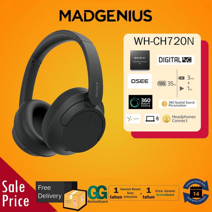 Gambar SONY Original WH-CH720N / WH CH720N / WH-CH720 Headphone Bluetooth - Hitam dari MadGenius Store undefined Tokopedia