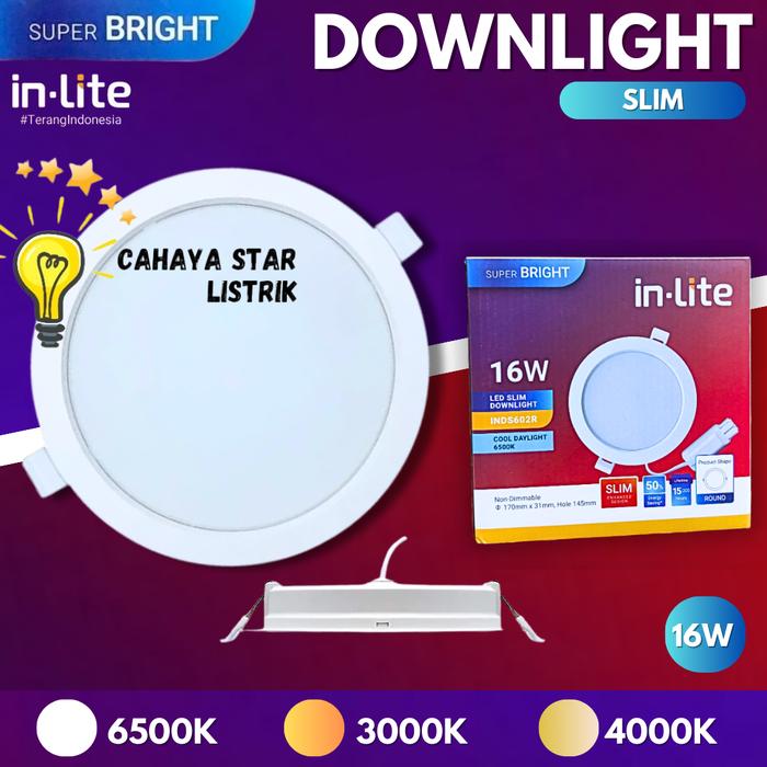 Gambar LAMPU LED PLAFON INLITE SLIM DOWNLIGHT 16W 16 WATT - INDS602R - Semu dari Cahaya Star Listrik undefined Tokopedia
