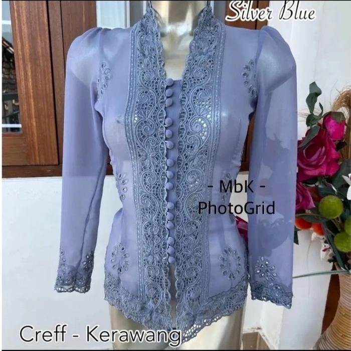 Gambar Kebaya jadi bordir kerawang kebaya modern - Abu-abu, XL dari indah str undefined Tokopedia