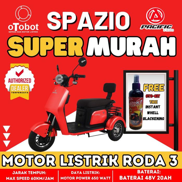 Gambar Motor Listrik SPAZIO by Pacific Exotic Spajio - CHERRY RED dari Elektric Otobot Indonesia undefined Tokopedia