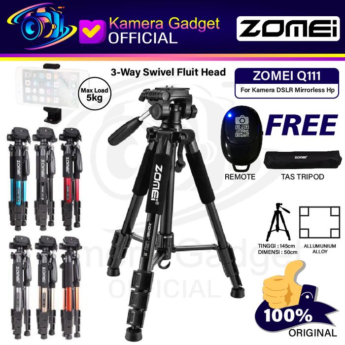 Gambar TRAVEL TRIPOD ZOMEI Q111 CAMERA DSLR MIRRORLESS PORTABLE TRIPOT Q 111 - PLUS REMOTE, Silver dari Kamera Gadget Official undefined Tokopedia