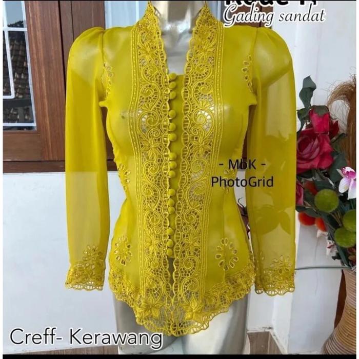 Gambar Kebaya jadi bordir kerawang kebaya modern - Abu-abu, XL dari indah str undefined 4 Tokopedia