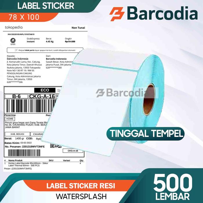 Gambar KERTAS LABEL BARCODE XPrinter XP-360B XP365B 1 LINE THERMAL 78X100 MM - Isi 500 PCS dari Barcodia undefined Tokopedia