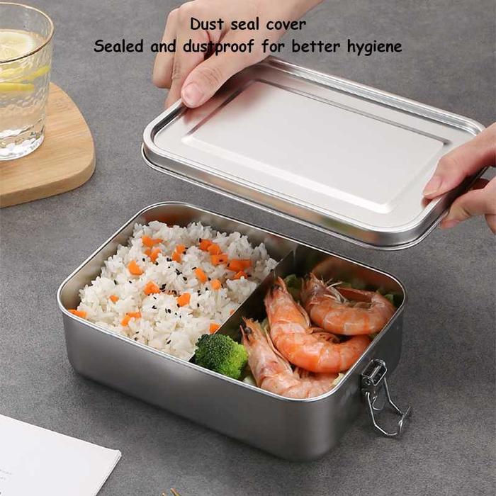 Gambar Kotak Makan Anti Tumpah Lunch Box Tempat Bekal Makanan Stainless Steel - Sekat 2 dari Upin Ipin Mall undefined Tokopedia