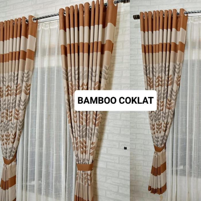 Gambar Gorden Jendela Smokring Ring 12/Horden Pintu Smokring 12 Ring Tirai - BAMBO COKLAT dari Jhon glove undefined Tokopedia