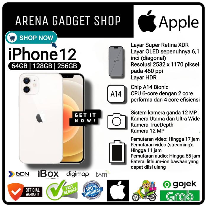 Gambar Apple iPhone 12 128Gb - New Original Apple - Putih, 128GB iBox dari ArenaGadgetShop undefined Tokopedia
