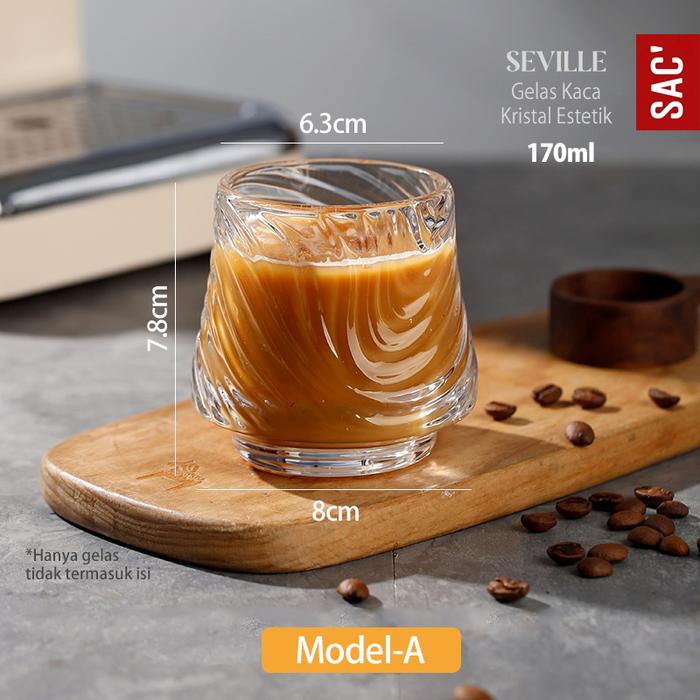 Gambar SEVILLE Gelas Kaca Kopi Susu Air Minum Estetik Whisky Coffee Wine Glass Mug Aesthetic Glass - MODEL-A dari Shop at Christine's undefined Tokopedia