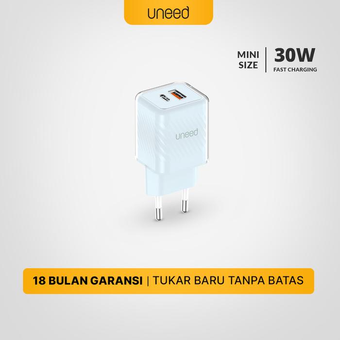 Gambar UNEED GlazePlug Mini Wall Charger Dual Port 30W PPS PD QC - UCH432 - Blue dari specialdealshop undefined Tokopedia