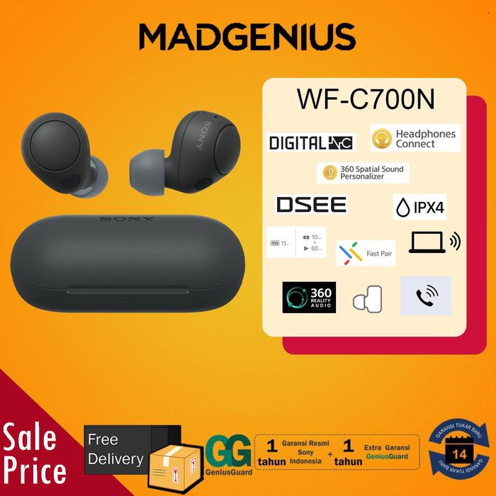 Gambar SONY WF-C700N / WFC700N / C700N Wireless Noise Cancelling Headphones - Black dari MadGenius Store undefined Tokopedia
