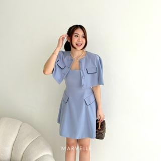 Gambar [ Marveile ] Yewon Set Blazer Dress / Dress Korean Wanita - Grey Blue, M dari Marveile undefined Tokopedia