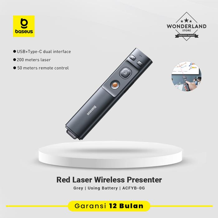 Gambar Baseus Wireless Presenter Pointer Pen Remote Control Laser Pointer Pen - Red-Battery dari Wonderland Store undefined Tokopedia