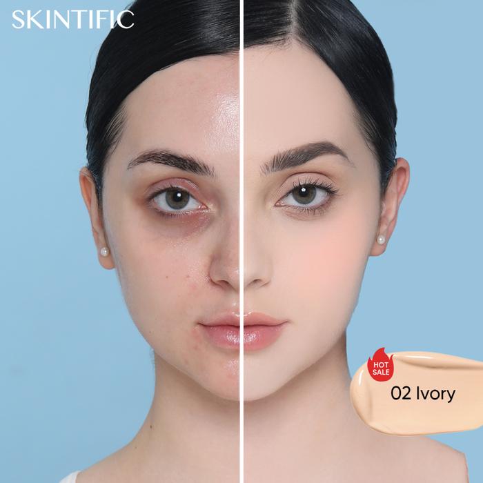 Gambar [PROMO] SKINTIFIC Cover All Perfect Air Cushion High Coverage Poreless & Flawless Foundation 24H Long-lasting SPF35 PA++ - 02.IVORY dari OneBeautyMart undefined Tokopedia