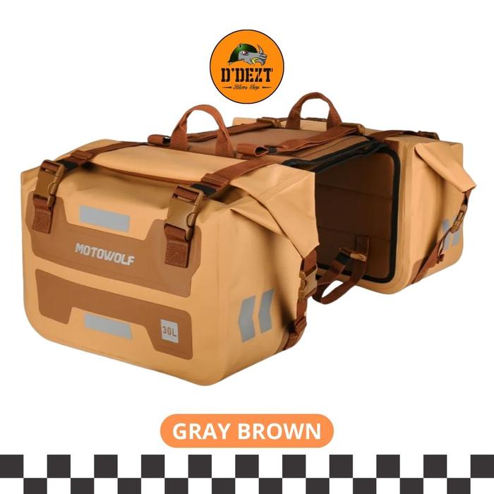 Gambar MOTOWOLF SIDE BAG MOTOR TAS TRAVEL MULTIFUNGSI ANTI AIR MDL 0720 - Gray Brown dari DDEZT BIKERSSHOP undefined Tokopedia