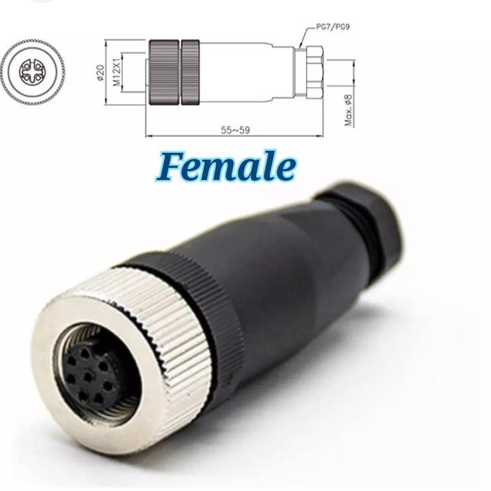 Gambar M12 Socket Connector Type Straigjt 8 Pin Male / Female Konektor SA38 - Female dari Gloria mandiri undefined Tokopedia