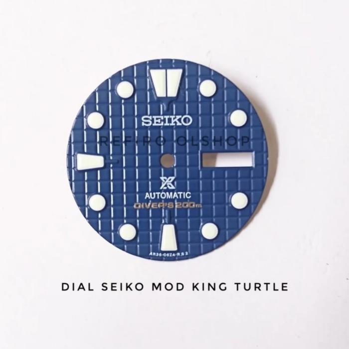 Jual Dial seiko king turtle waffle MOD black aftermarket Biru