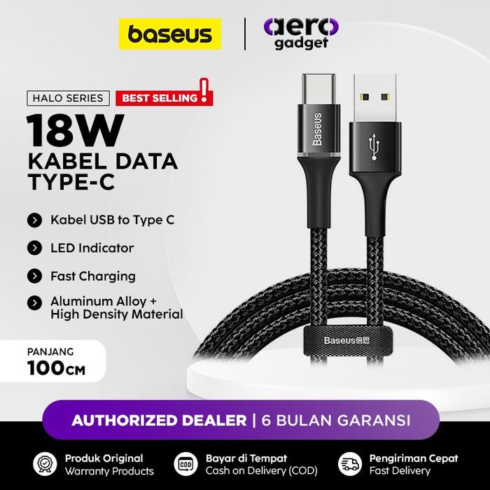 Gambar Baseus Kabel Data LED Halo USB Type C Fast Charging Charger Original - BASEUS 1M dari AERO Gadget undefined Tokopedia