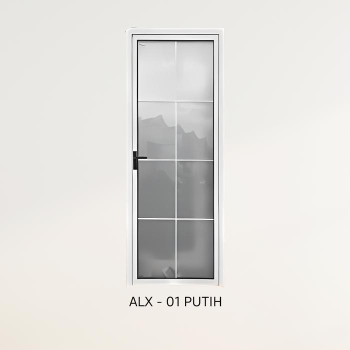 Gambar IK - (ALUMI PREMIUM ALX 210x80) Set Pintu Kamar Mandi Aluminium 210x80 Full Kaca Anti Pecah Alumunium Modern Minimalis - ALX 01 WHITE, KANAN dari Inovasi Kontruksi undefined Tokopedia
