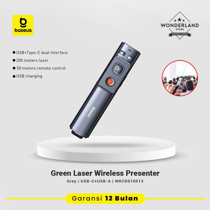 Gambar Baseus Wireless Presenter Pointer Pen Remote Control Laser Pointer Pen - Green-Charging dari Wonderland Store undefined Tokopedia