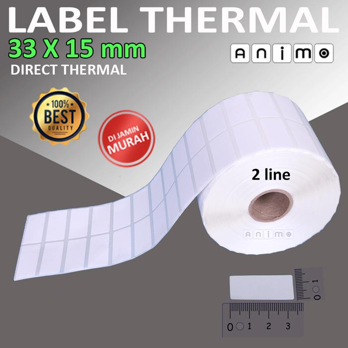 Gambar LABEL THERMAL 33X15 - Label Barcode Direct Thermal 33 X 15 mm - Stiker Thermal 33x15 - 2 Line - 3 lINE isi 10.000 pcs - 2 LINE, 2.500 pcs dari ANIMO LABEL undefined Tokopedia