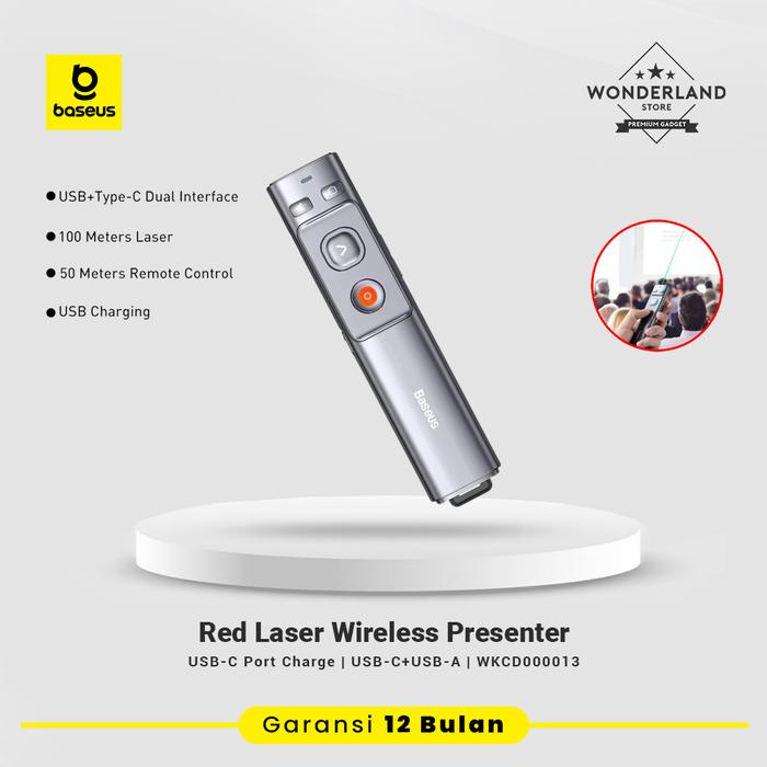 Gambar Baseus Wireless Presenter Pointer Pen Remote Control Laser Pointer Pen - Red-Charging dari Wonderland Store undefined Tokopedia
