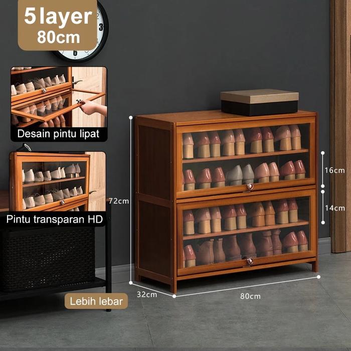 Gambar Lemari Sepatu Anti Debu / Lemari Susun Sepatu Penyimpanan Berkualitas - 5 Layer (80cm) dari grosirjakarta3699 undefined Tokopedia
