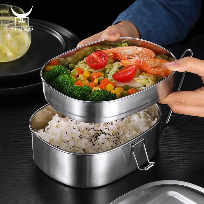 Gambar Kotak Makan Bento Lunch Box Stainless Steel - Model C two dari Tuyul Tokopedia undefined Tokopedia