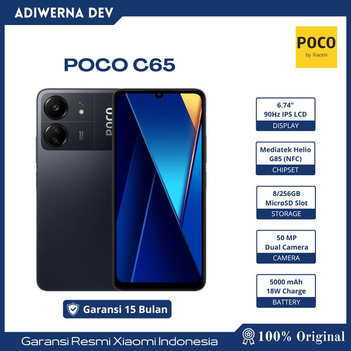Gambar Xiaomi Poco C65 NFC 8+8/256 GB Helio G85 Gaming 90Hz 50 MP AI Triple kamera - Black dari Adiwerna DevStore_NEW undefined Tokopedia
