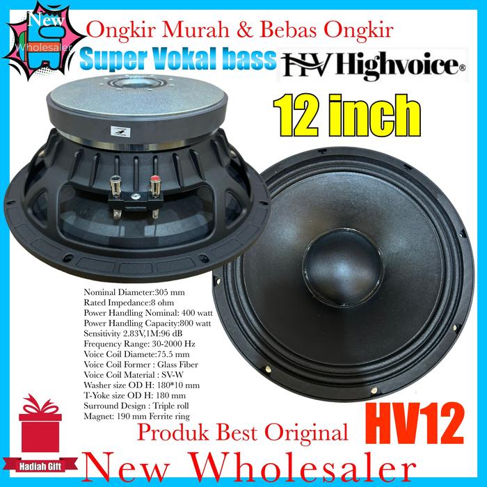 Gambar Speaker component 12 inch Mid low Kalater vokal Highvoice Hv12 new original dari New Whole Saler 2 undefined Tokopedia