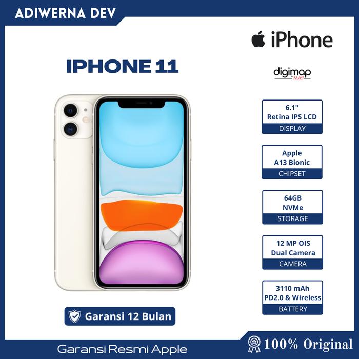 Gambar [iBox] Apple iPhone 11 64GB - 128GB Resmi Original Garansi 1 Tahun - White Digimap, 64 gb dari Adiwerna DevStore_NEW undefined Tokopedia