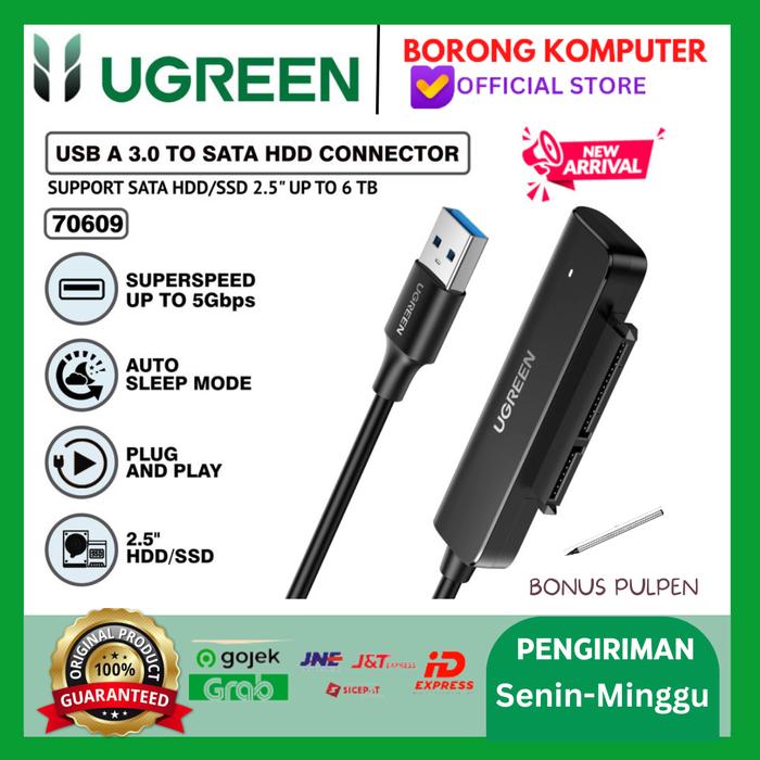 Gambar UGREEN USB 3.0 To SATA Converter HDD SSD 2.5 Up To 5Gbps 50cm 70609 - USBA-70609 dari BORONG KOMPUTER undefined Tokopedia