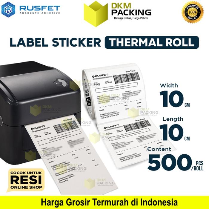 Gambar Label Kertas Sticker Thermal Resi Paper Stiker Printer Barcode POS - Label 10x10 500 dari dkm packing undefined Tokopedia