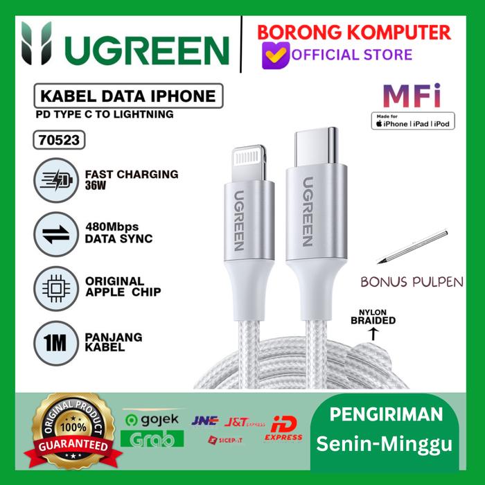 Gambar UGREEN Kabel Data iPhone 11 12 13 14 MFI PD FAST Charging Max 60W - 70523-1M dari BORONG KOMPUTER undefined Tokopedia