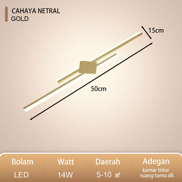 Gambar Lampu Plafon LED Modern Minimalis Lampu Teras Lampu Hias 3 Warna Lampu Lorong Panjang Mewah - Gold-50cm dari ZL-Lampu undefined Tokopedia