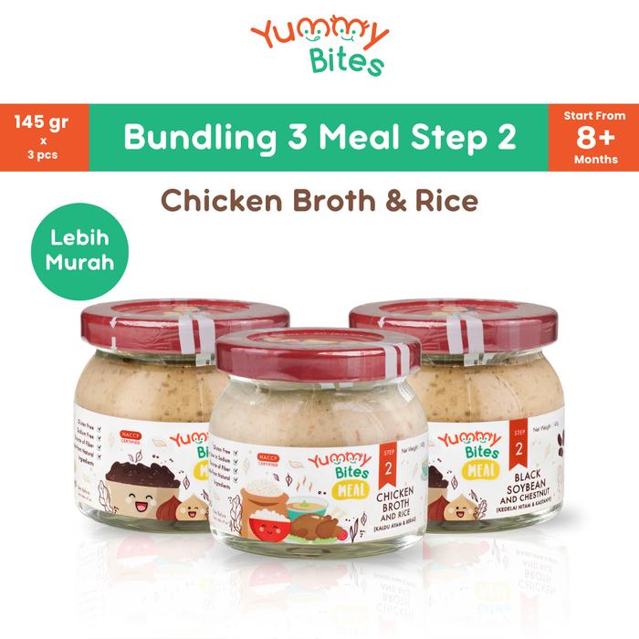 Gambar [BUNDLING 3] Yummy Bites Meal Step 2/ 145 GR/ Makanan Bayi/ MPASI Baby - C.Broth & Rice dari Yummy Bites undefined Tokopedia