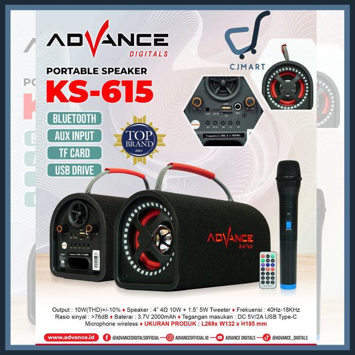Gambar Advance KS-615 Speaker Bluetooth Portable With Mic Wireless Karaoke dari CJMART99 undefined Tokopedia