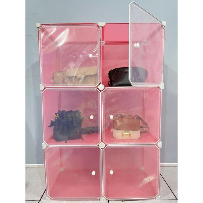 Gambar STELLA - giselle lemari plastik portable/rak susun baju/rak tas - Gisel pink 2x3 dari Shenargrosircenter undefined Tokopedia