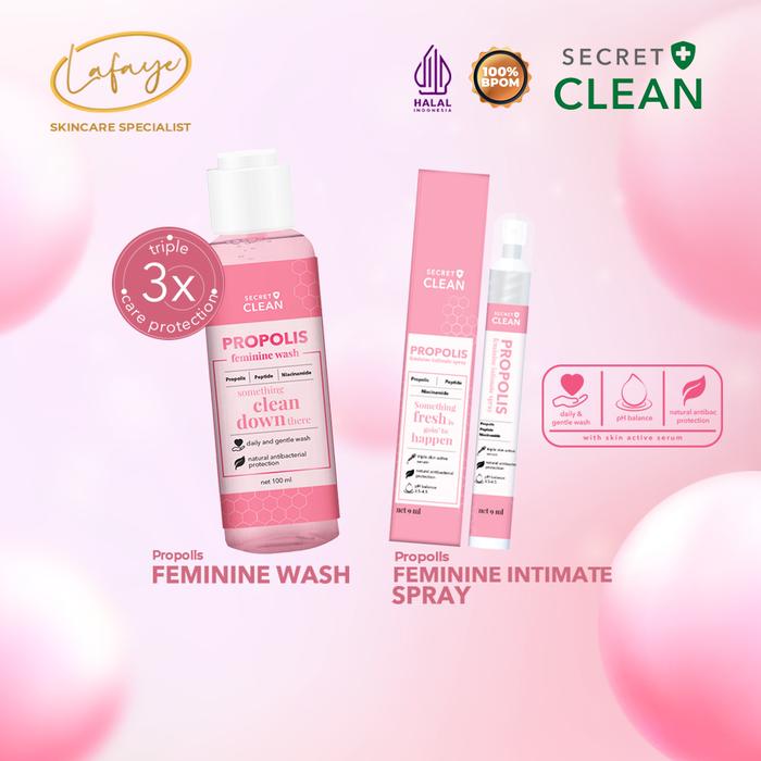 Gambar Secret Clean Propolis Feminine Care Wash | Feminine Spray - Sabun Pembersih Wanita - Spray + Wash dari Lafaye Store undefined Tokopedia