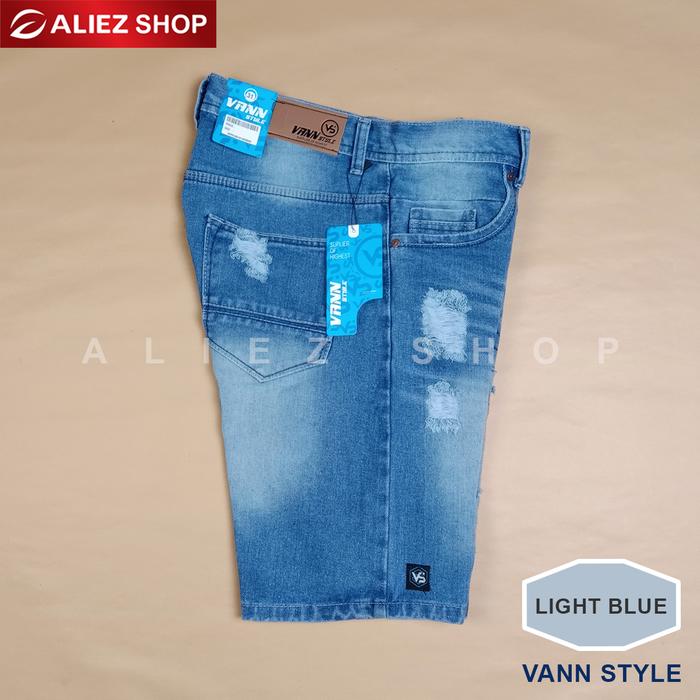 Gambar VANN STYLE Celana Pendek Jeans Sobek Denim Pria Premium - LIGHT BLUE, 28 dari Aliez Shop undefined Tokopedia