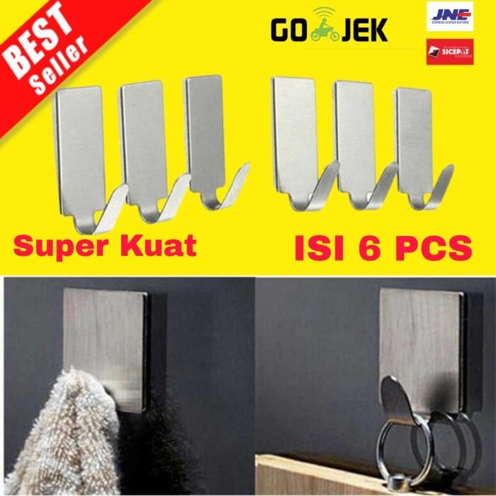 Gambar [6 PCS] GANTUNGAN Hook Baju Handuk Tempel Dinding Pintu 1 Set 6 PCS - Silver dari Best Market id undefined Tokopedia
