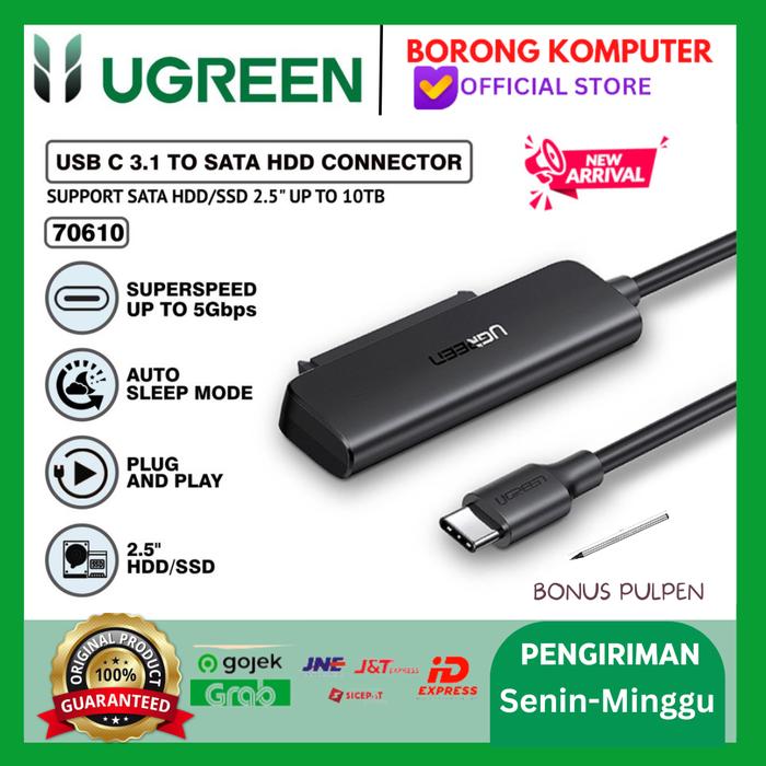 Gambar UGREEN USB 3.0 To SATA Converter HDD SSD 2.5 Up To 5Gbps 50cm 70609 - USBC-70610 dari BORONG KOMPUTER undefined Tokopedia