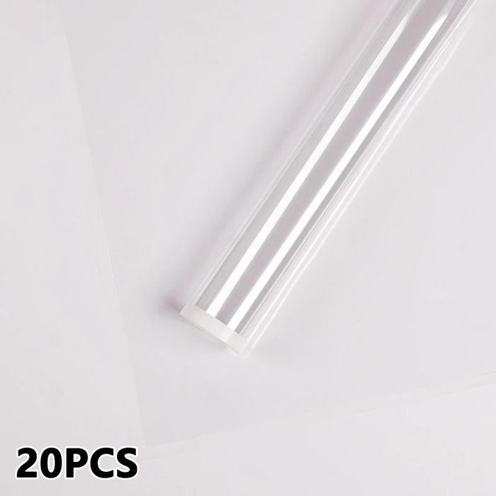 Gambar WP084 - KERTAS BUKET BUNGA FLOWER WRAPPING COLORED TRANSPARANT FRAME WATERPROOF KOREAN STYLE BOUQUET - WHITE, 20 LEMBAR dari EDS.Store.27 undefined Tokopedia