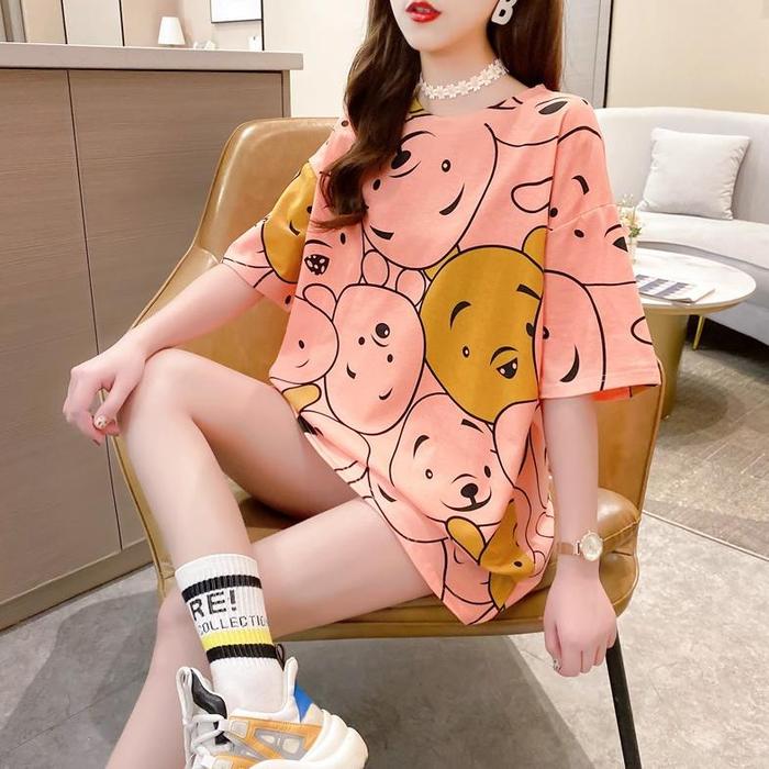 Gambar OVERSIZED TEE POOH IMPORT KATUN TEBAL - POOH PINK dari prasstorre undefined Tokopedia