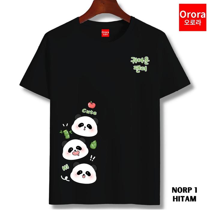 Gambar Kaos Pria Wanita Premium Distro Korean Cute Panda -  Baju Atasan Sablon Pria Wanita - NORP 1 - HITAM, S dari ORORA INDONESIA_NEW Kab. Tangerang Tokopedia