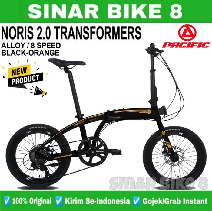Gambar Sepeda Lipat 20 Inch Pacific Noris 2.0 Transformer 8 Speed - Black Orange dari Toko Sepeda Sinar Bike 8 undefined Tokopedia